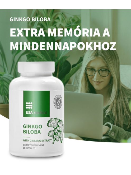 USA Medical Ginkgo Biloba ginzeng kivonattal kapszula – 60 db